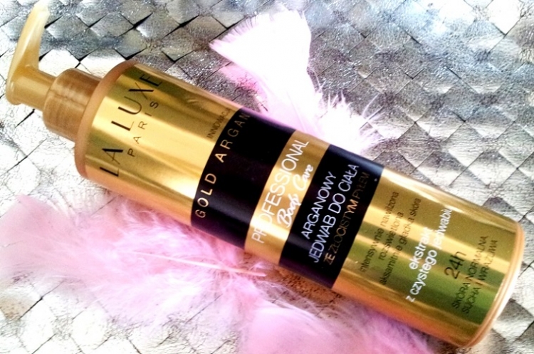 Jedwab do ciała ze złocistym pyłem La Luxe Paris Gold Argan