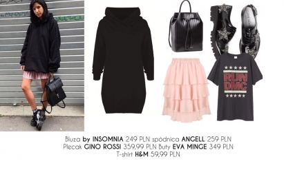 Grunge i kobiecość czyli stylizacje z bluzą i spódnicą